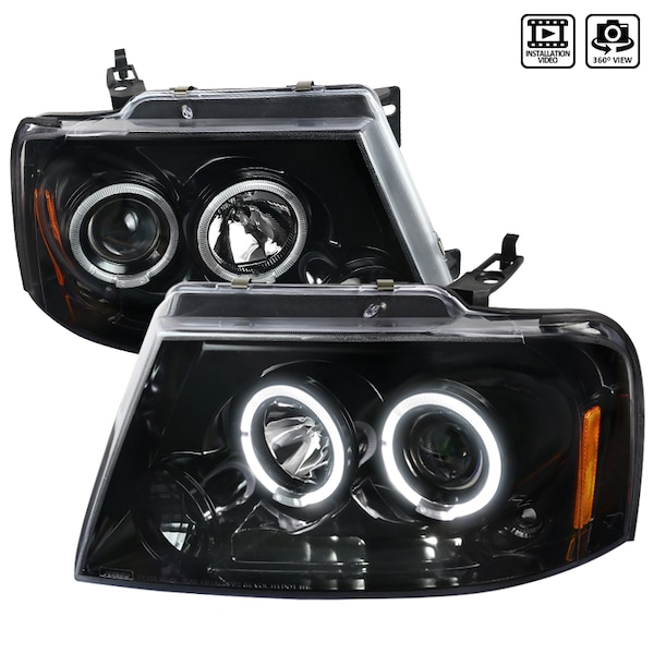 Spec-D Tuning 04-08 Ford F150 Projector Headlights 2LHP-F15004BK-TM - main